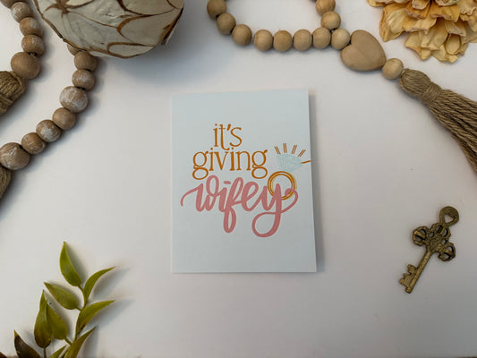 “It’s Giving Wifey” Engagement Card | Trendy Modern Bride A2 Congratulations Card