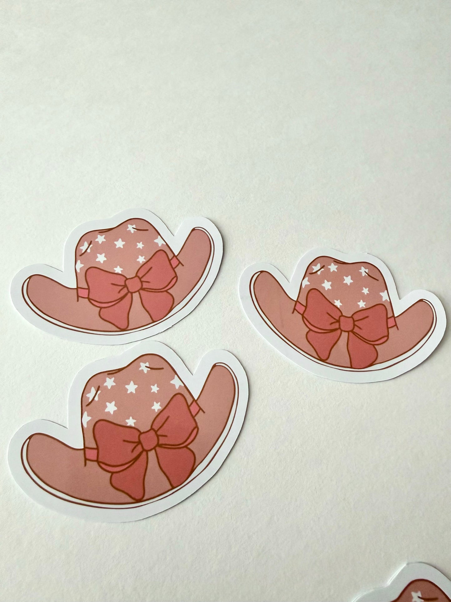 Pink Cowgirl Hat Sticker with Bow | Coquette Western Aesthetic Vinyl Decal