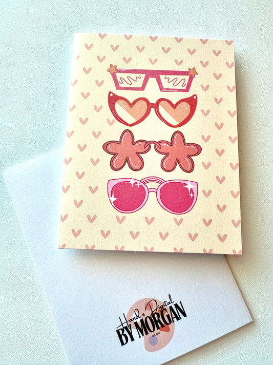 Retro Sunnies Greeting Card Set | A2 Vintage Sunglasses Stationery with Envelopes